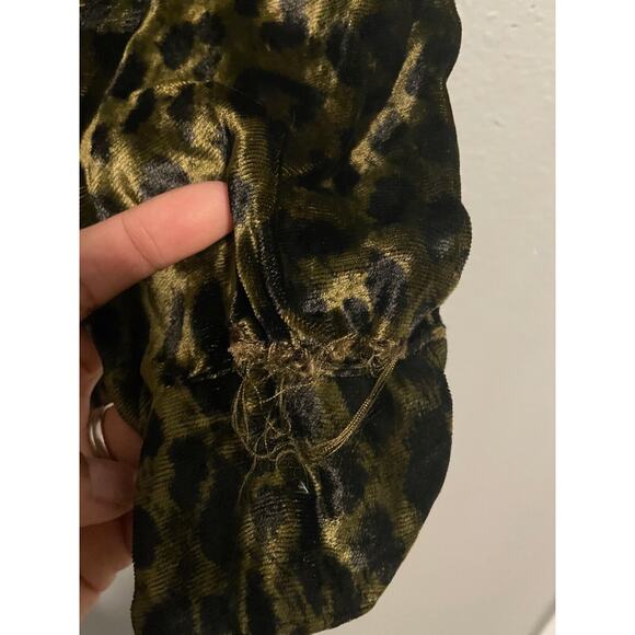 VTG Roody Kazoody Women Tunic One Size Green Animal Print Velvet Grunge 90s FLAW - Picture 6 of 10